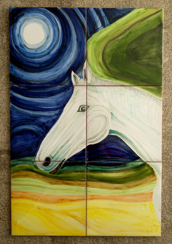 Mural de caballo con luna